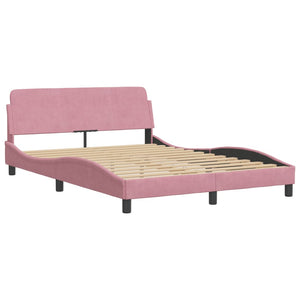 Bed Frame with Headboard "Dover" Pink 140x190 cm Velvet