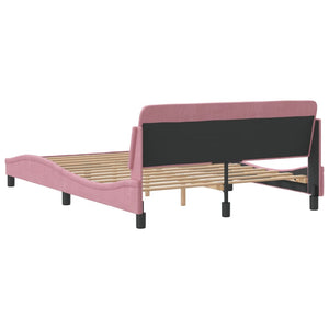 Bed Frame with Headboard "Dover" Pink 140x190 cm Velvet