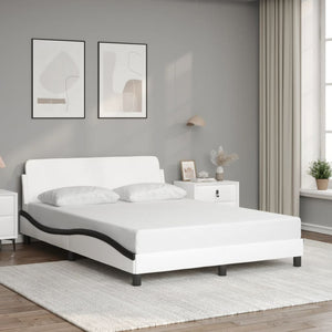Bed Frame "Dover" White&Black 140x190 cm Faux Leather