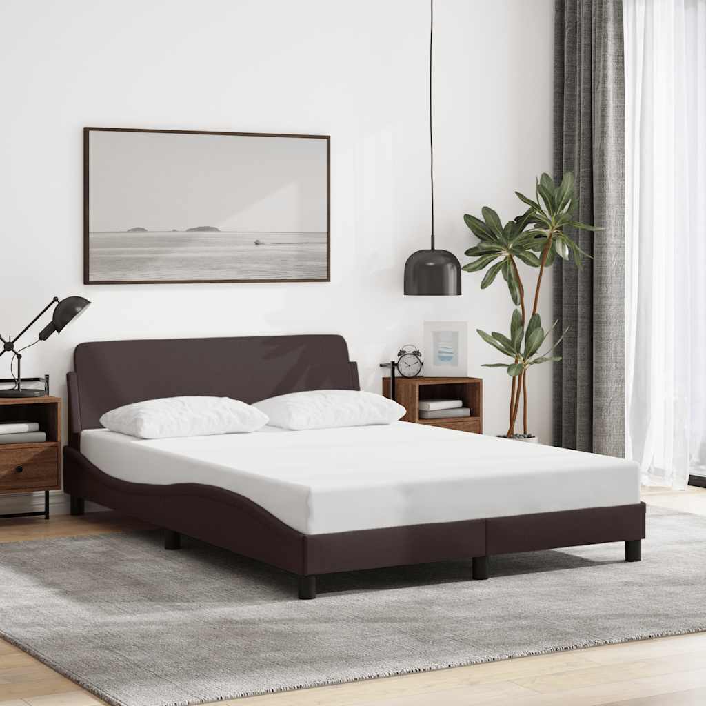 Bed Frame "Dover" Dark Brown 140x200 cm Fabric
