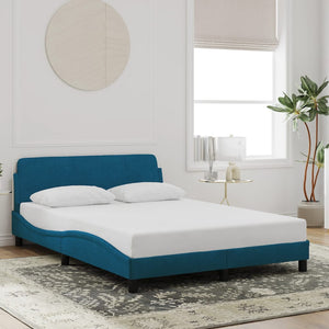 Bed Frame with Headboard "Dover" Blue 140x200 cm Velvet
