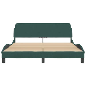 Bed Frame "Dover" Dark Green 160x200 cm Velvet