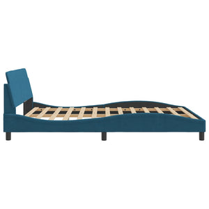 Bed Frame with Headboard "Dover" Blue 160x200 cm Velvet