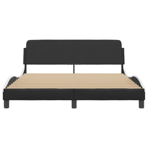 Bed Frame "Dover" Black&White 160x200 cm Faux Leather