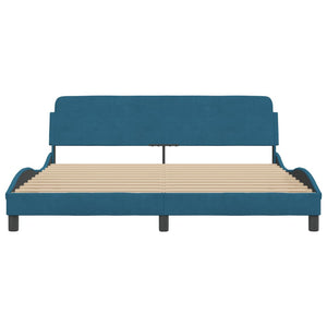 Bed Frame with Headboard "Dover" Blue 180x200 cm Velvet