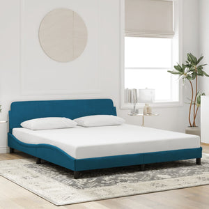 Bed Frame with Headboard "Dover" Blue 180x200 cm Velvet