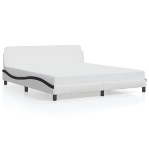 Bed Frame "Dover" White&Black 180x200 cm Faux Leather