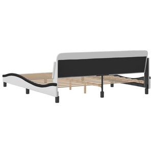 Bed Frame "Dover" White&Black 180x200 cm Faux Leather