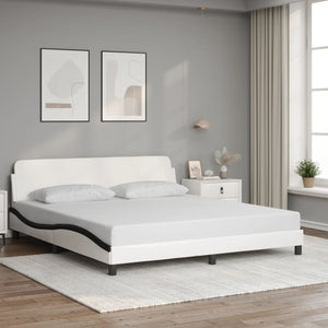 Bed Frame "Dover" White&Black 180x200 cm Faux Leather