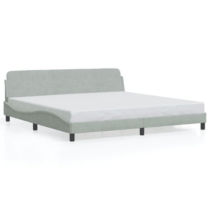 Bed Frame "Dover" Light Grey 200x200 cm Velvet