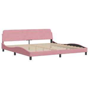 Bed Frame "Dover" Pink 200x200 cm Velvet