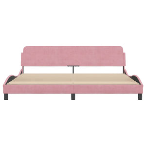 Bed Frame "Dover" Pink 200x200 cm Velvet