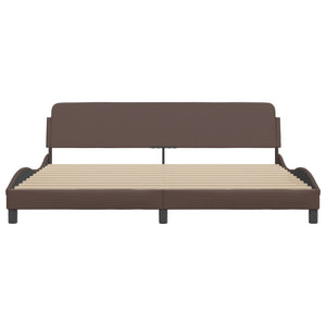 Bed Frame "Dover" Brown 200x200 cm Faux Leather