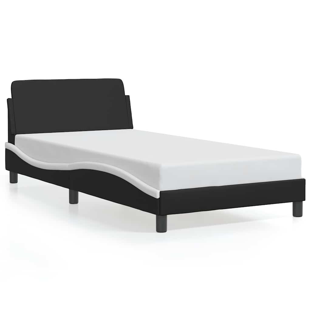 Bed Frame "Dover" Black and White 100x190 cm Faux Leather