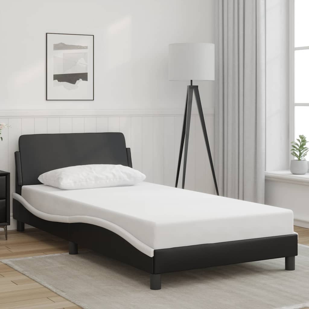 Bed Frame "Dover" Black and White 100x190 cm Faux Leather