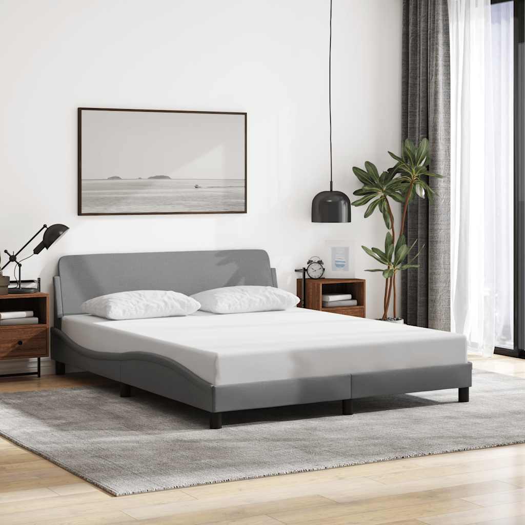 Bed Frame "Dover" Light Grey 152x203 cm Fabric