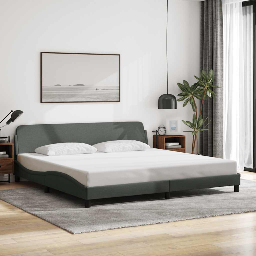 Bed Frame "Dover" Dark Grey 193x203 cm Fabric