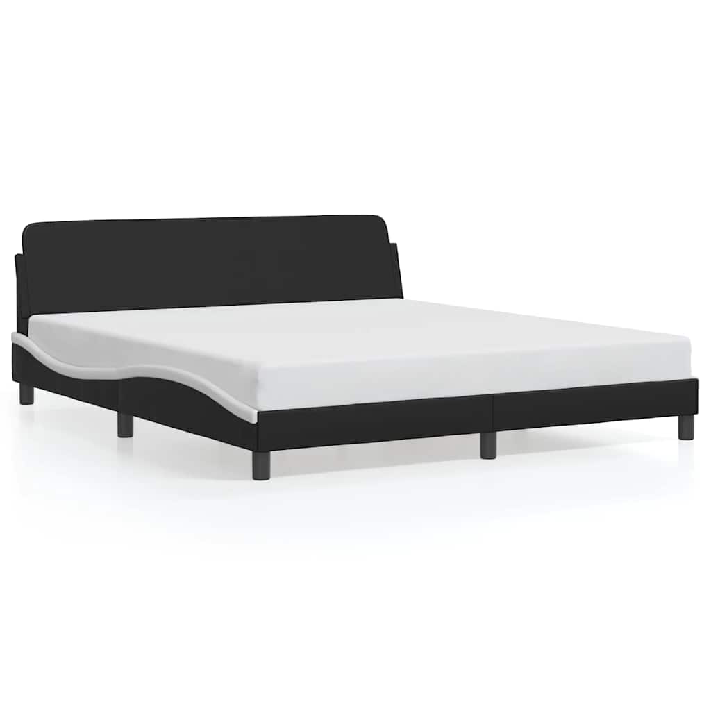 Sängram Dover svart och vit 180x200 cm konstläder