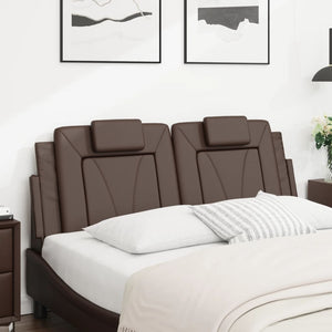 Headboard Cushion "Viana" Brown 140 cm Faux Leather