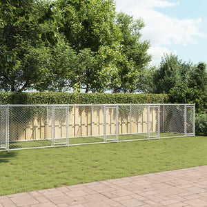 Hundgård med dörrar grå 10x2x1,5 cm galvaniserat stål