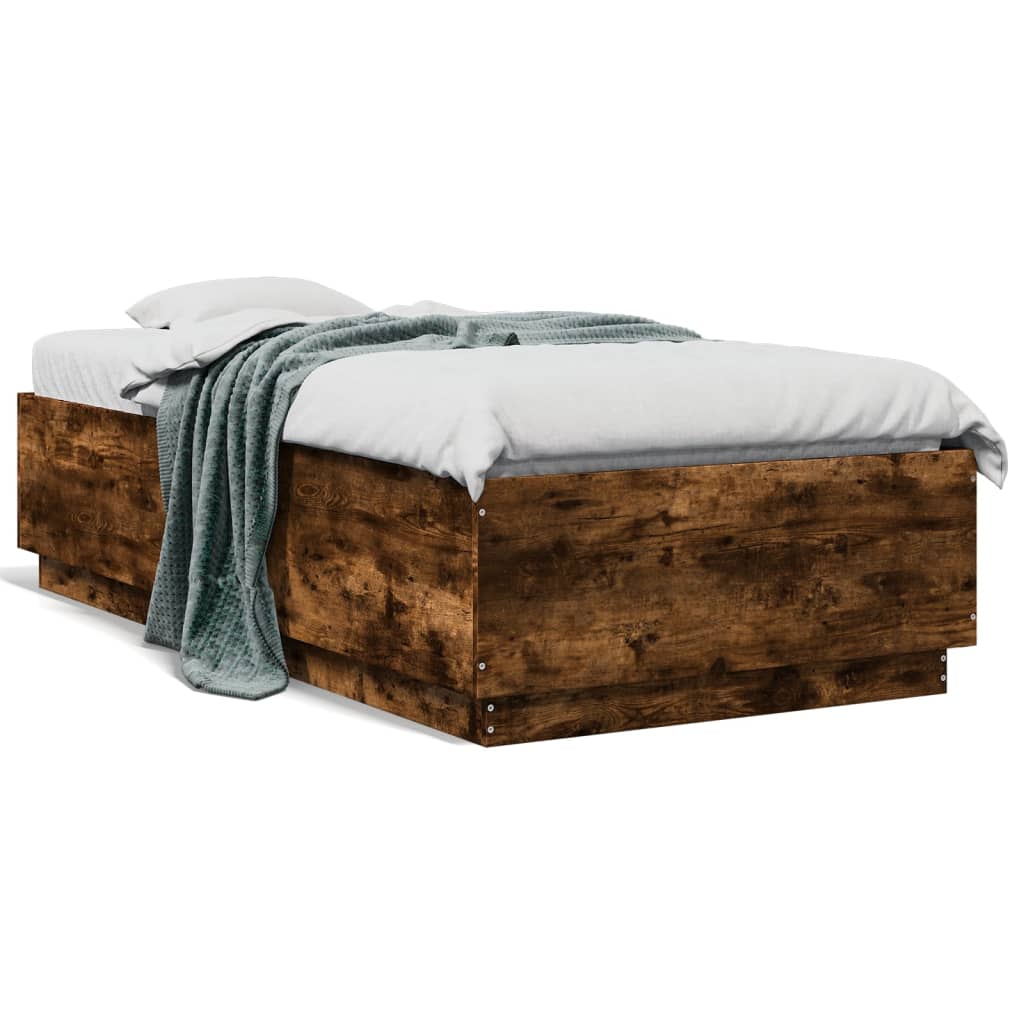 Sängram rökfärgad ek 90x190 cm konstruerad trä