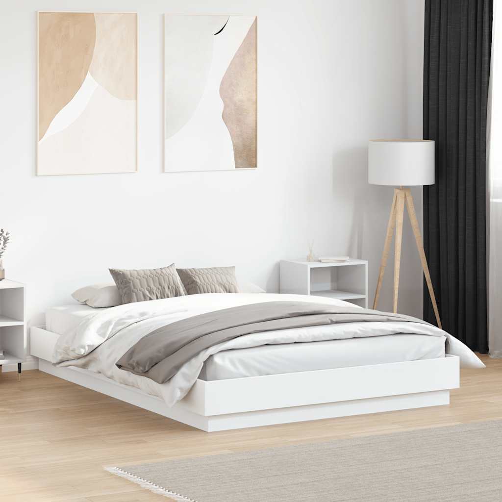 Sängram vit 120x190 cm konstruerat trä