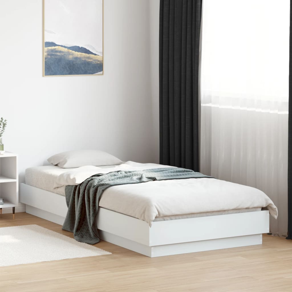 Sängram vit 100x200 cm konstruerad trä