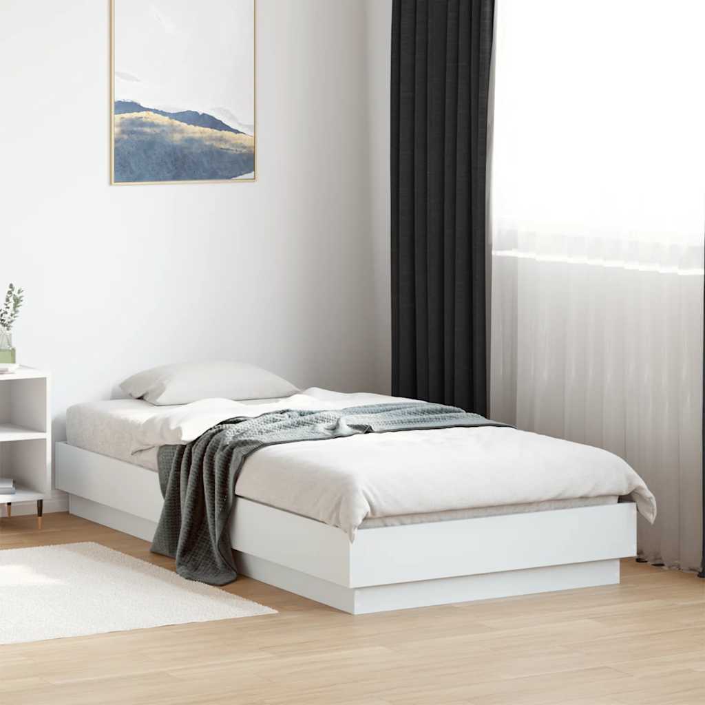 Sängram vit 90x190 cm konstruerat trä