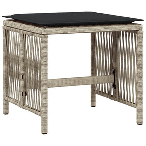 Matgrupp för trädgården med dynor 9 delar ljusgrå konstrotting