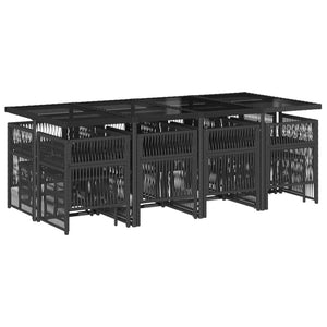 Matgrupp för trädgården med dynor 13 delar svart konstrotting