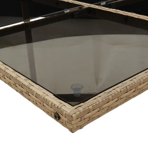 Matgrupp för trädgården med dynor 17 delar beige konstrotting