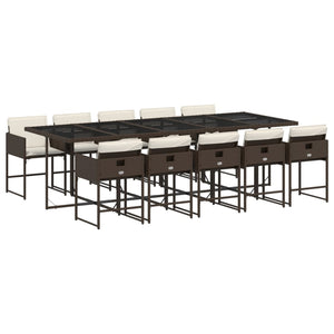 Matgrupp för trädgården 11 delar brun konstrotting