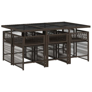 Matgrupp för trädgården 7 delar brun konstrotting