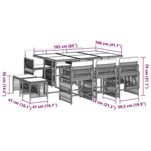 Matgrupp för trädgården 11 delar brun konstrotting
