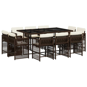 Matgrupp för trädgården 11 delar brun konstrotting