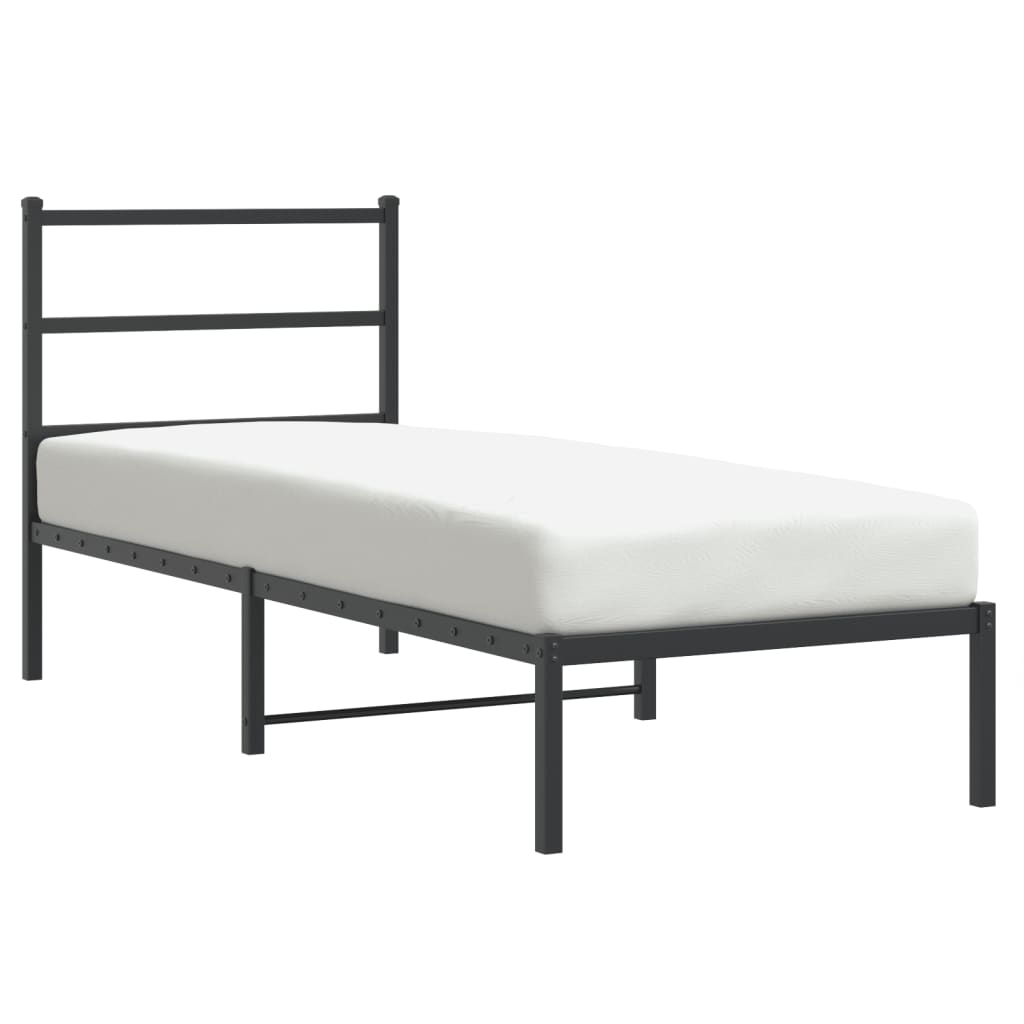 Sängram med huvudgavel metall svart 75x190 cm