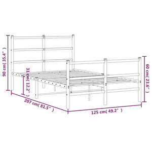 Sängram med huvudgavel och fotgavel svart metall 120x200 cm