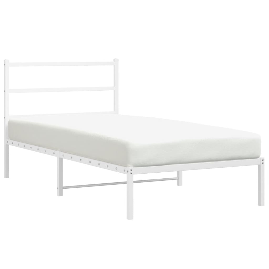 Sängram med huvudgavel metall vit 100x190 cm