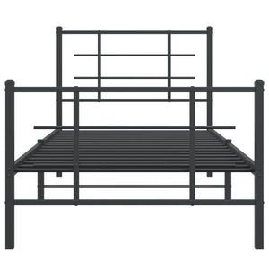 Sängram med huvudgavel och fotgavel svart metall 90x200 cm