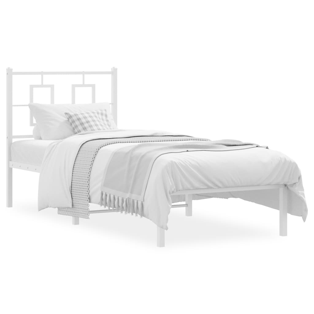 Sängram utan madrass med huvudgavel metall vit 75x190 cm