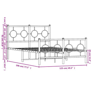 Sängram med huvudgavel och fotgavel svart metall 120x190 cm