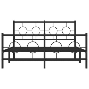Sängram med huvudgavel och fotgavel svart metall 140x190 cm