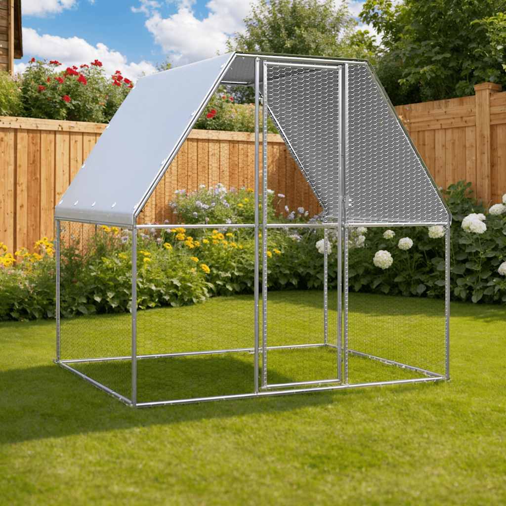 Hönsbur silver och grå 2x2x2 m galvaniserat stål