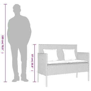 Trädgårdsbänk med dynor svart konstrotting