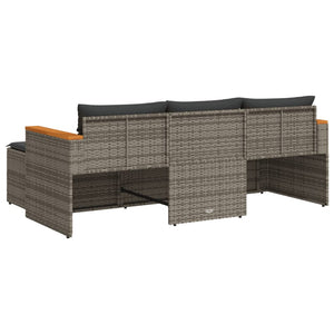 Soffgrupp för trädgården 3 delar med dynor konstrotting grå