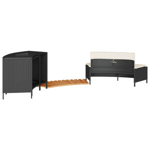 Kant till spabad svart konstrotting och massivt akaciaträ