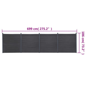 Staketpanel grå 699x186 cm WPC