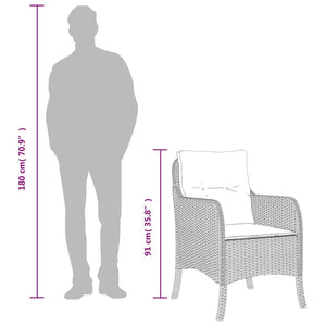 Matgrupp för trädgården med dynor 7 delar beige konstrotting