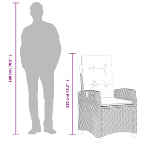 Matgrupp för trädgården med dynor 7 delar ljusgrå konstrotting