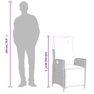 Matgrupp för trädgården med dynor 3 delar konstrottning grå